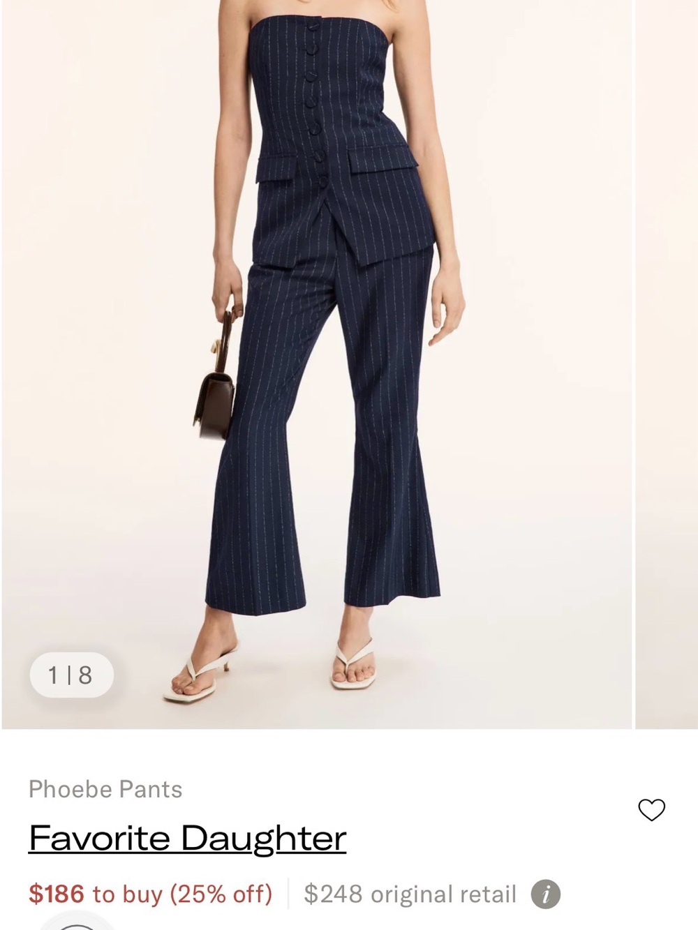 Favorite Daughter Navy Pinstripe flare pants